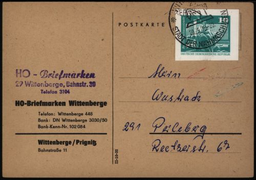 DDR Postkarte mit Ganzsachenausschnitt P 79 Wittenberge nach Perleberg 20.9.1970