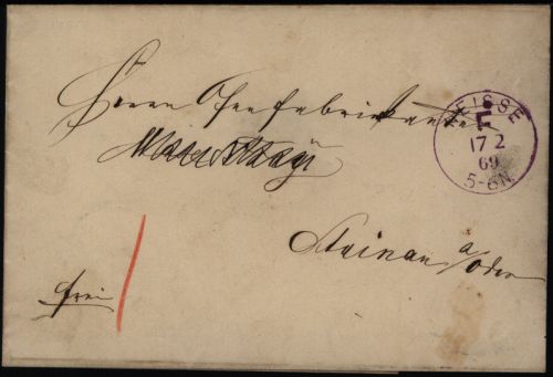 Preussen Brief selt. viol. Franco-St. Neisse F n. Stainau Oder Ścinawa Schlesien