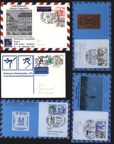 Bund Privatganzsache 2 Wertstempel Burgen & Schlösser 5 Stück schönes selt. Lot