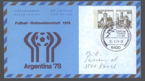 Bund Privatganzsache Burgen & Schlösser Fußball Sport 2 Wertstempeln Argentinien
