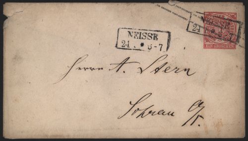 Norddeutscher Bund Ganzsache U 1 b Stempel R 2 Neisse Nysa Oberschlesien Polen