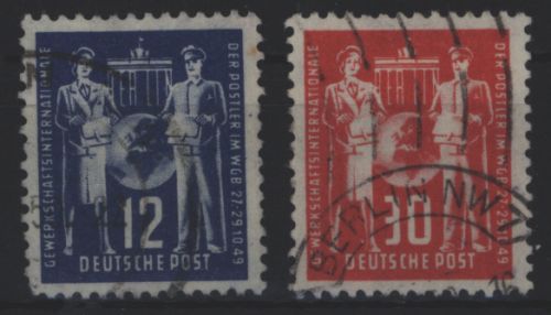 DDR 243-244 Gründungskonferenz Int. Gewerkschaftsvereinigung 1949 gestempelt
