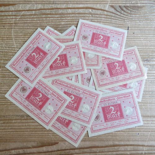 Geldschein Banknote 2 M 1920 Infla Darlehnskassenschein Nr. 65 b Lot v. 22 Stck