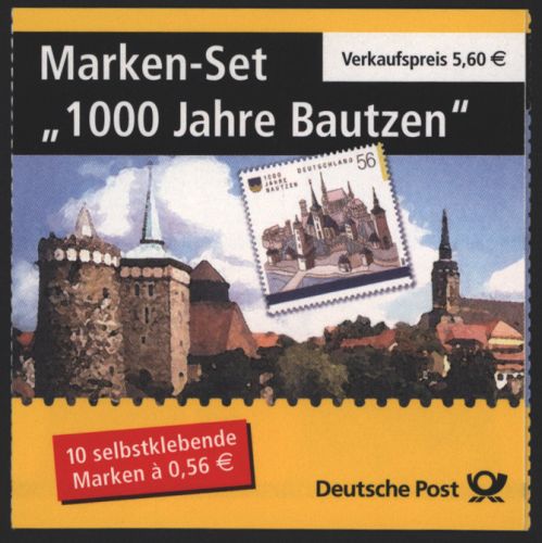 Bund Markenheftchen MH 48 a 1000 Jahre Bautzen Ersttagsstempel FRANKFURT 30,00
