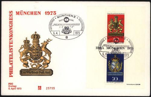Bund Brief sehr dekorativer FDC Block 9 IBRA Philatelie Wappen Württemberg 1973