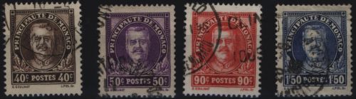 Monaco 116-119 Fürst Louis II. komplett 40 C bis 1,50 Fr 1933 gestempelt