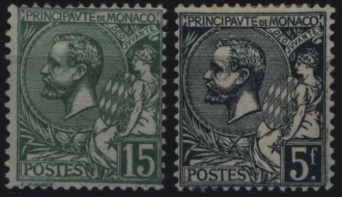 Monaco 49-50 Freimarken Fürst Albert I. 1921 komplett sauber ungebraucht *