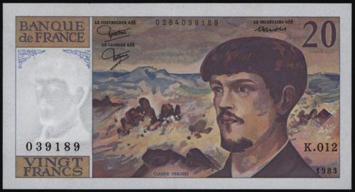 Geldschein Banknote Frankreich 20 Francs 1983 II. EF 151
