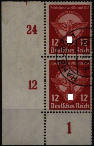 Deutsches Reich 690 BE ul Bogenecke im Paar gestempelt Hamburg 6.4.1939 2 Tage