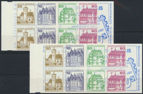 Bund Markenheftchen MH 23 a-e Burgen & Schlösser 1980 alle 5 Typen Kat 70,00