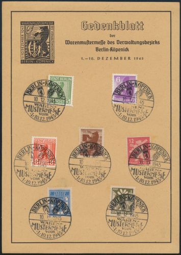 All. Besetzung Gedenkblatt Berlin Köpenick 1-7a Mustermesse Luxus nicht gefaltet