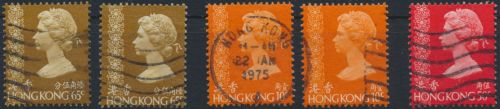 Hongkong Freimarken Königin Elisabeth II. gestempelt 1975 Kat.-Wert 39,60 €