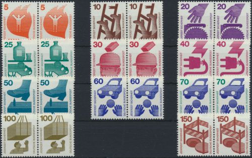 Bund Unfallverhütung 694-703+773 waagerechte Paare postfrisch MNH KatWert 75,00