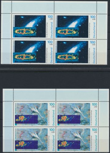 Viererblock Bund 2077-2081 Wohlfahrt Kosmos Weltraum komplett Bogenecke Eckrand