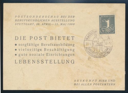 Bund Sonderkarte der Post Sonderschau der Berufskundlichen Ausstellung Stuttgart