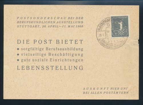 Bund Sonderkarte der Post Sonderschau der Berufskundlichen Ausstellung Stuttgart