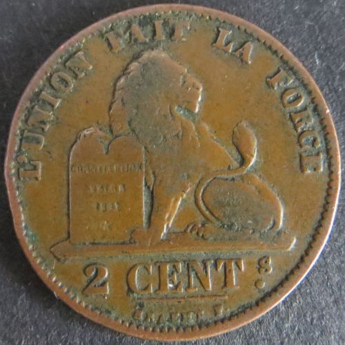 Münze Belgien Belgium 2 Centimes 1876 schön F