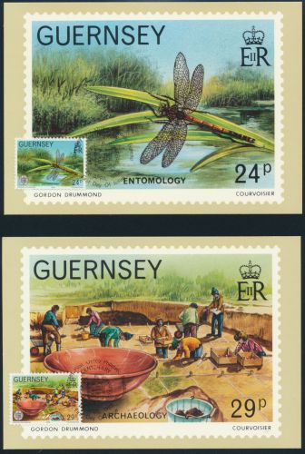 Guernsey 6 Künstlerkarten 100 Jahre La Societe Guernesiaise Ersttagsstempel