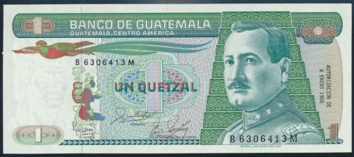 Geldschein Banknote Guatemala 1 Quetzal 1988 P-66 bankfrisch UNC