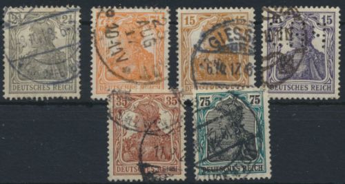Deutsches Reich 98-106 gestempelt Germania 1916/18 Kat.-Wert 20,00