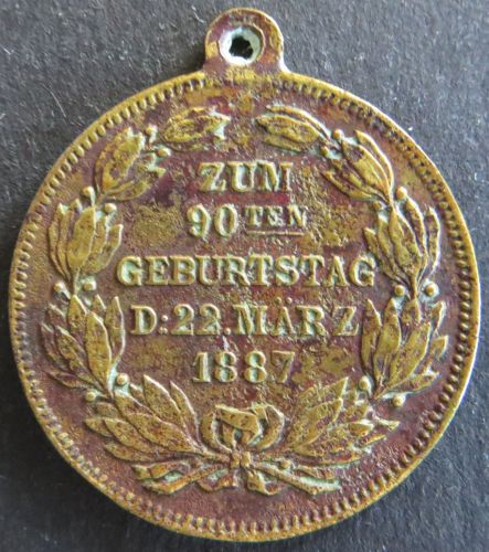 Medaille 1887 Wilhelm I. Deutscher Kaiser 90. Geburtstag
