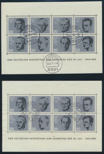 Bund Block 3 Widerstand 20 Jahre Attentat Hitler vier verschied. FDC Stempel