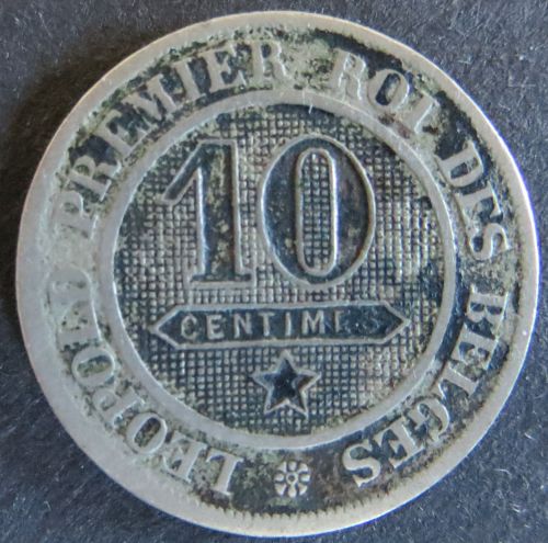Münze Belgien 21 - 10 Centimes 1862 Wappenlöwe ss