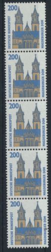 Bund Rollenmarken 5er Streifen 200 Pf Sehenswürdigkeiten 1165 R II postfrisch