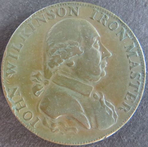 Münze Großbritannien 1790 - Half Penny John Wilkison Iron Master Kupfer ss