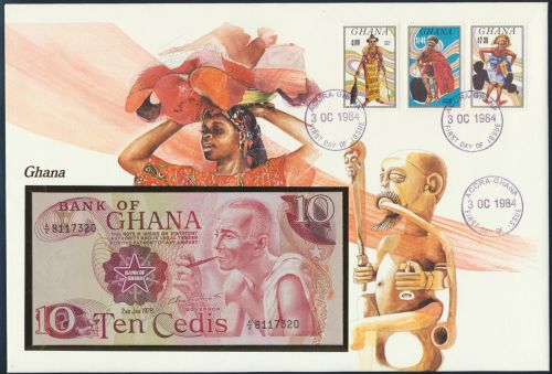 Geldschein Banknote Banknotenbrief Ghana sehr schönes exotisches Motiv 1984 P16f
