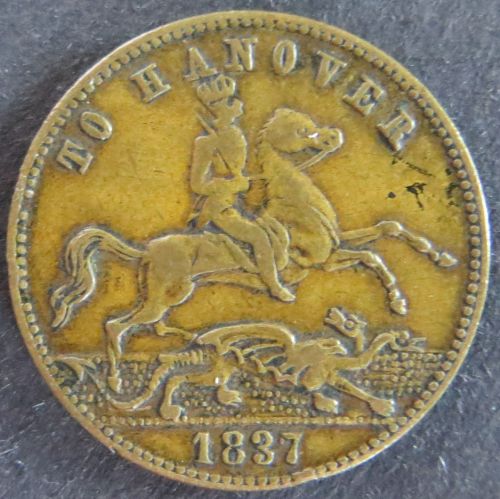 Münze Medaille Großbritannien 1837 - Token Victoria Regina to Hanover Kupfer ss