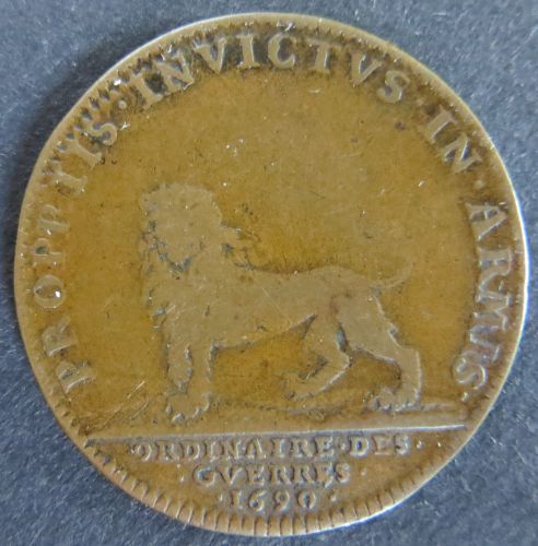 Münze Medaille Frankreich 1690 Token - Proprias Invictus in Armis Kupfer s