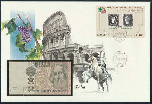 Geldschein Banknote Banknotenbrief Italien 1985 schön und exotisches Motiv