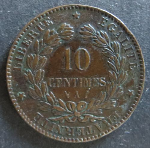 Münze Frankreich 1886 - 10 Centimes Dritte Republik Kupfer ss