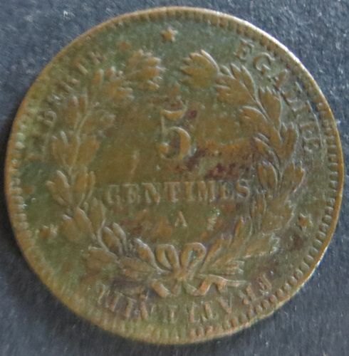 Münze Frankreich 1871 - 5 Centimes Dritte Republik Kupfer s
