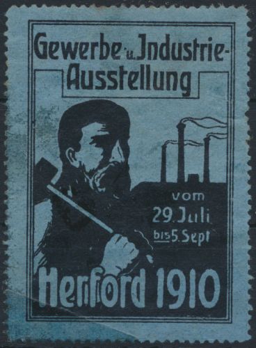 Vignette Reklame Jugendstil Ausstellung Gewerbe Industrie Herford 1910