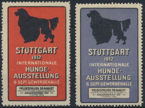 Vignette Reklame Jugendstil Künstler Hunde Ausstellung Stuttgart 1912