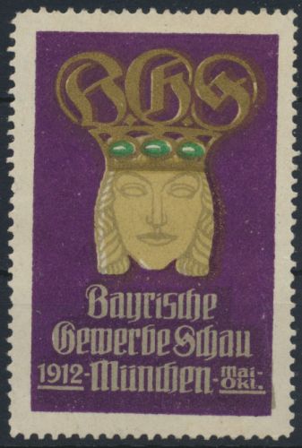 Vignette Reklame Jugendstil Künstler München Bayerische Gewerbeschau 1912