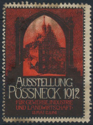 Vignette Reklam Jugendstil Künstler Ausstellung Gewerbe Landwirtschaft Pössneck