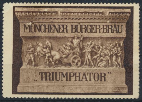 Vignette Reklame Jugendstil Künstler Bürger Bräu München Triumphator Bier Alkoho
