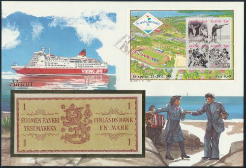 Geldschein Banknote Banknotenbrief Äland 1991 schön und exotisches Motiv