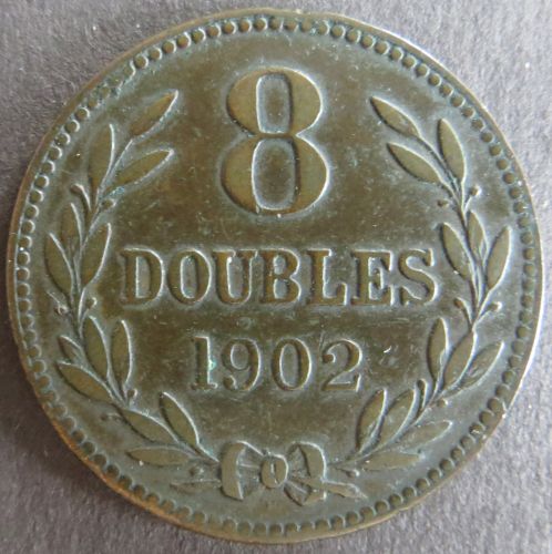Münze Großbritannien - Guernsey 1902 - 8 Doubles Kupfer ss