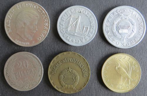 6 Münzen Ungarn 1894-1993 20 Filler - 5 Forint