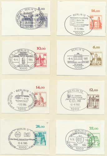 Briefstücke Berlin ex 532-677 Burgen Schlösser div Sonderstempel kompl. Oberrand