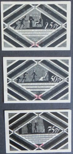 3 Notgeldscheine Stadt Hasloh 25Pf-75Pf 1920 Grabowski 584.1