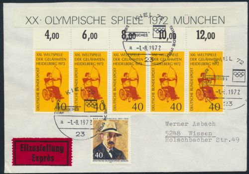 Bund Brief Eilbrief MIF 733 Oberrand Berlin 434 SST Kiel 72 32 a Olympia Wissen