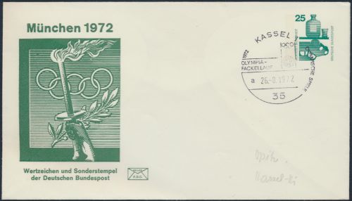 Sport Bund Privatganzsache SST Olympia Fackellauf München SST Kassel 26.8.1972