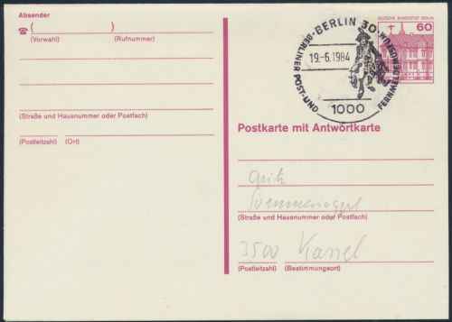 Berlin Ganzsache P 125 F/A SST Berlin 30 Post- und Fernmeldewesen 19.6.1984