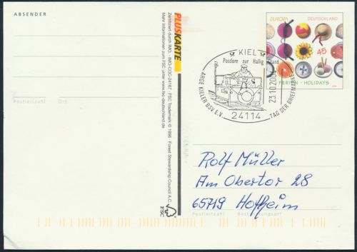 Bund Ganzsache Pluskarte PSO 88 I Philatelie Postlore Hallig Land Kiel Hofheim