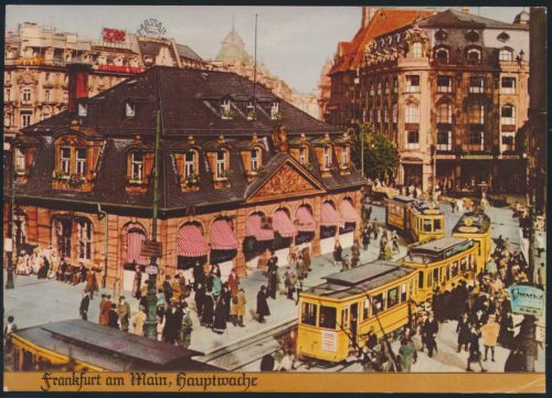 Ansichtskarte Foto Hauptwache Frankfurt am Main nach Krefeld 1981 Straßenbahn